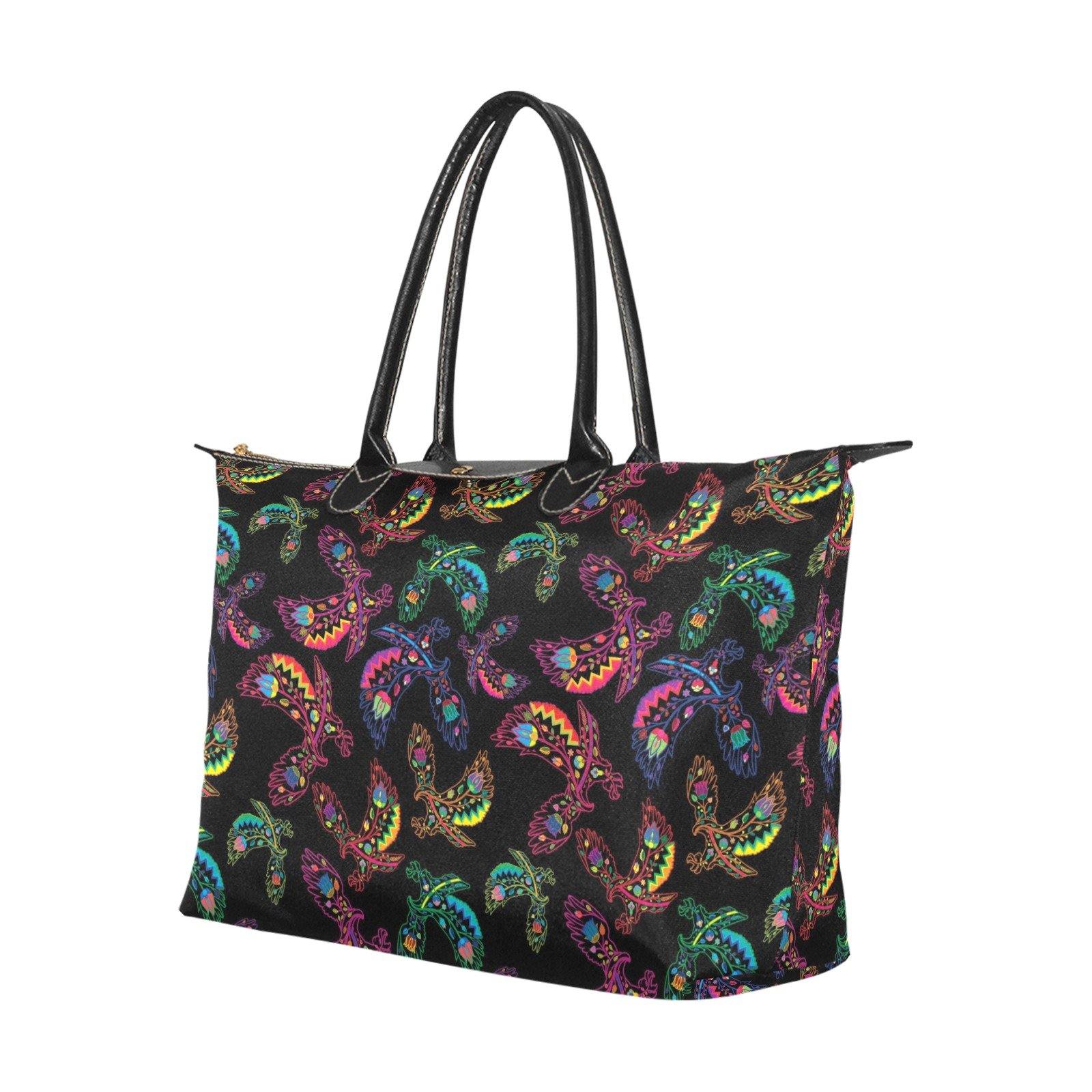Neon Floral Eagles Single-Shoulder Lady Handbag (Model 1714) bag e-joyer