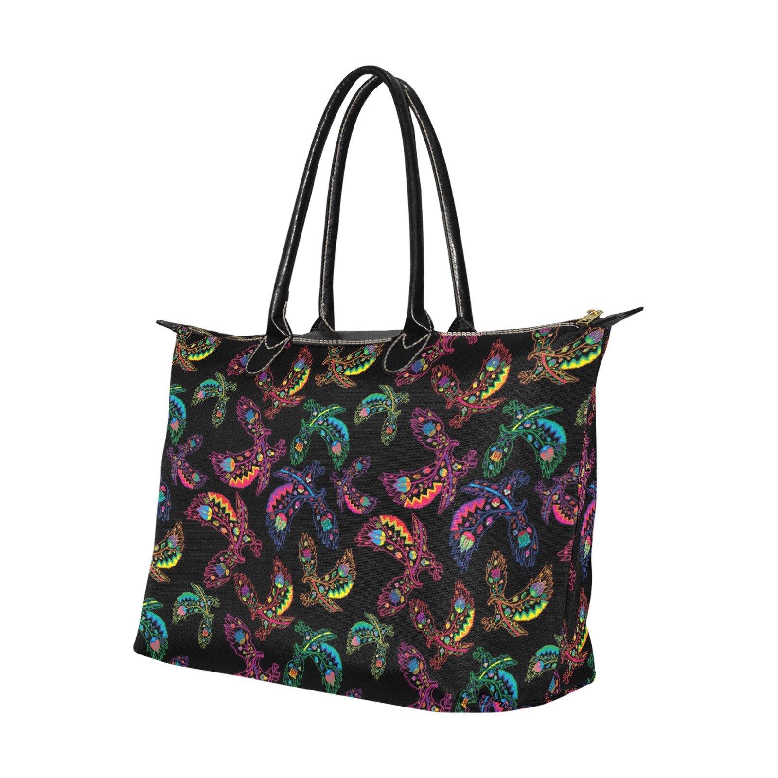 Neon Floral Eagles Single-Shoulder Lady Handbag (Model 1714) bag e-joyer