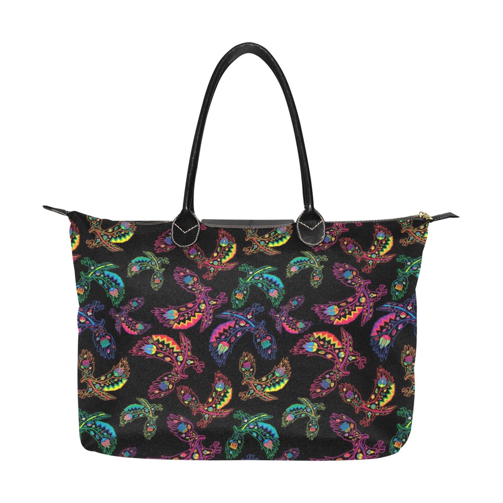 Neon Floral Eagles Single-Shoulder Lady Handbag (Model 1714) bag e-joyer