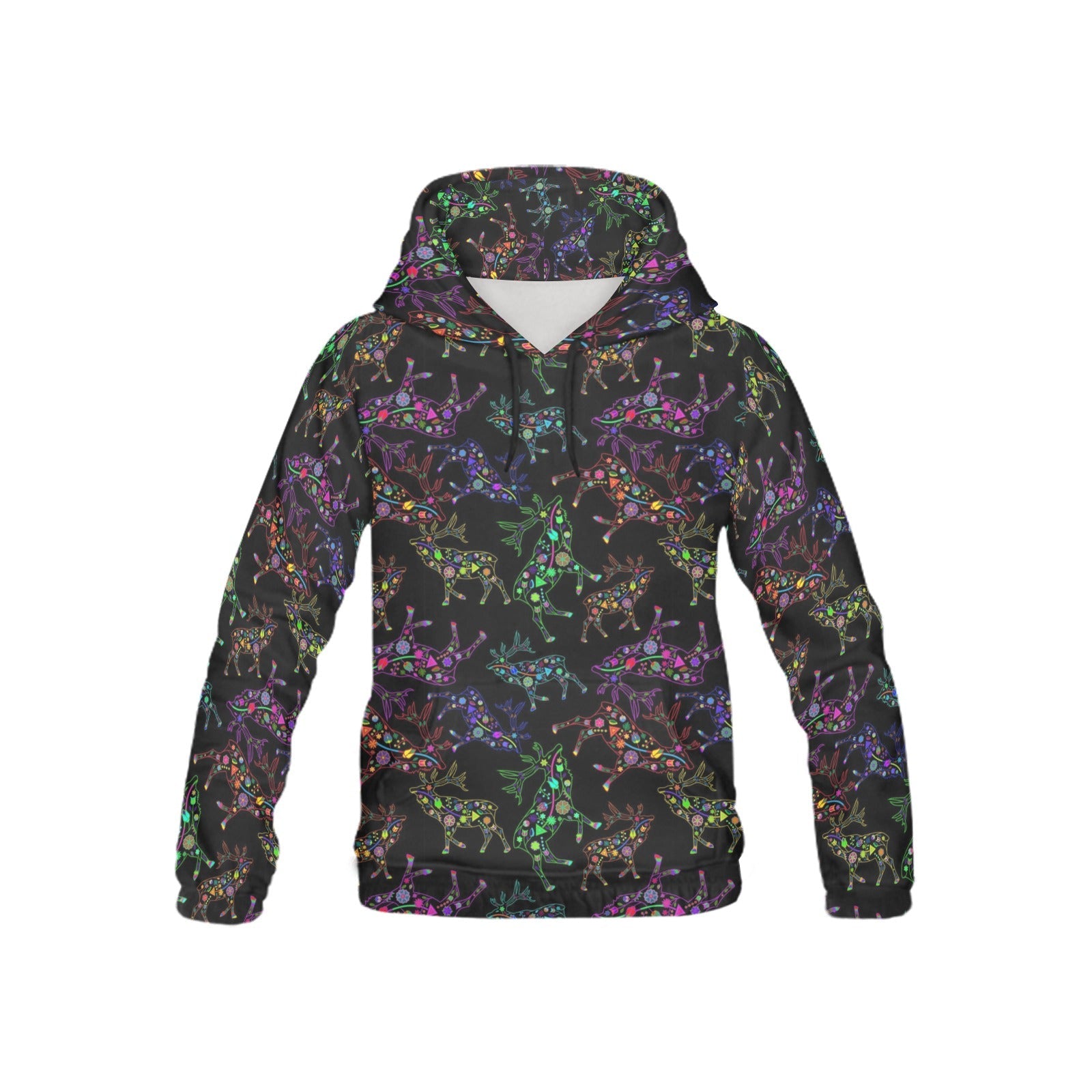 Neon Floral Elks All Over Print Hoodie for Kid (USA Size) (Model H13) All Over Print Hoodie for Kid (H13) e-joyer