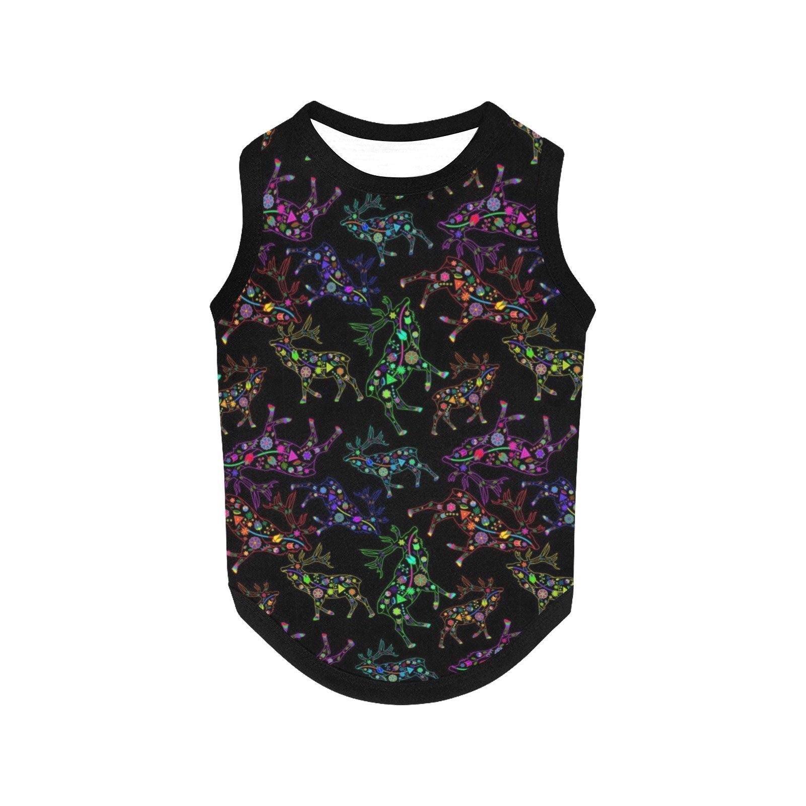Neon Floral Elks All Over Print Pet Tank Top Pet Tank Top e-joyer