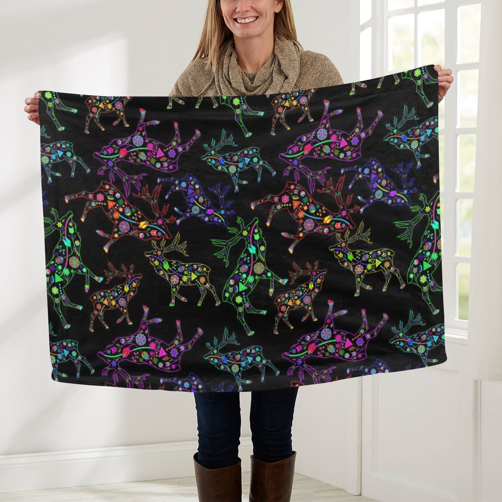 Neon Floral Elks Baby Blanket 30"x40" Baby Blanket 30"x40" e-joyer