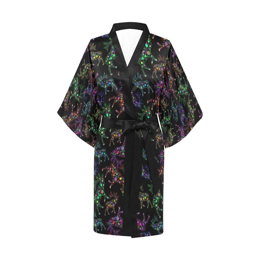 Neon Floral Elks Kimono Robe Artsadd