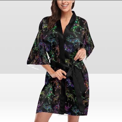 Neon Floral Elks Kimono Robe Artsadd
