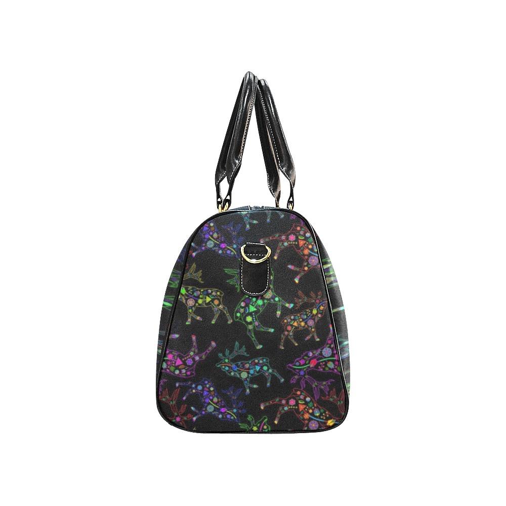Neon Floral Elks New Waterproof Travel Bag/Small (Model 1639) bag e-joyer