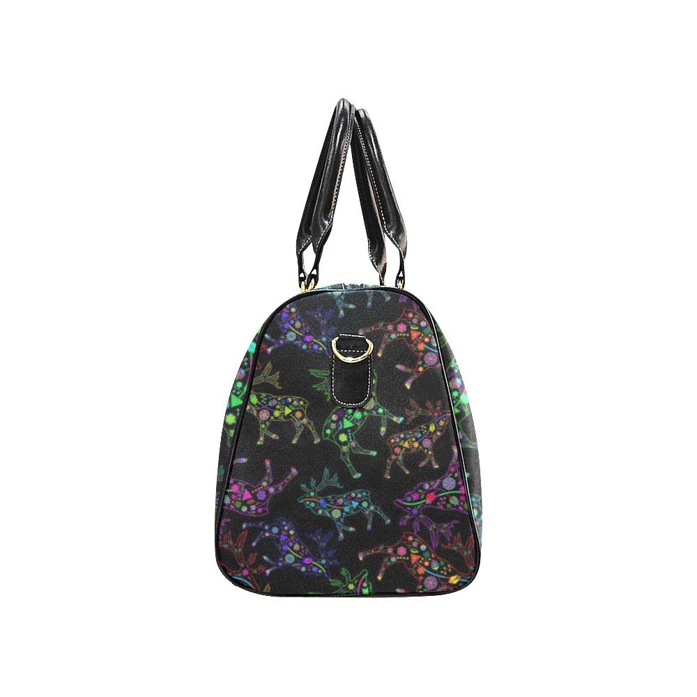 Neon Floral Elks New Waterproof Travel Bag/Small (Model 1639) bag e-joyer