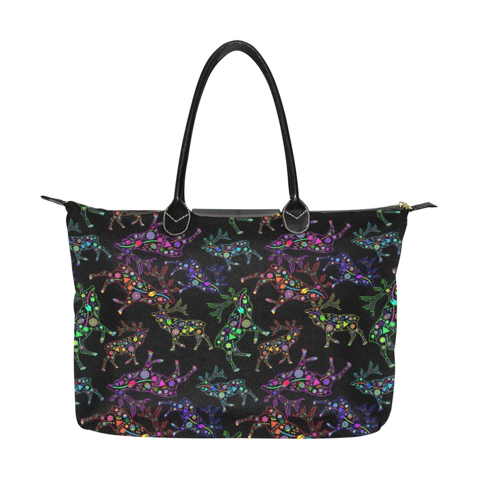Neon Floral Elks Single-Shoulder Lady Handbag (Model 1714) bag e-joyer