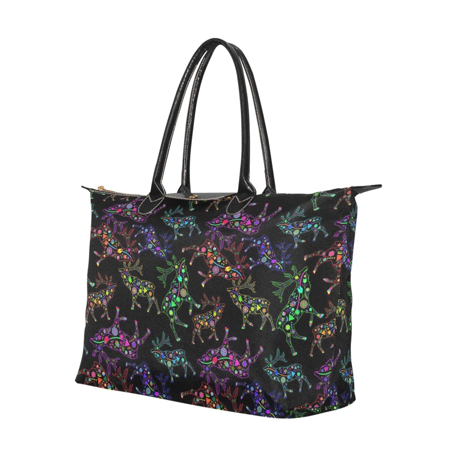 Neon Floral Elks Single-Shoulder Lady Handbag (Model 1714) bag e-joyer