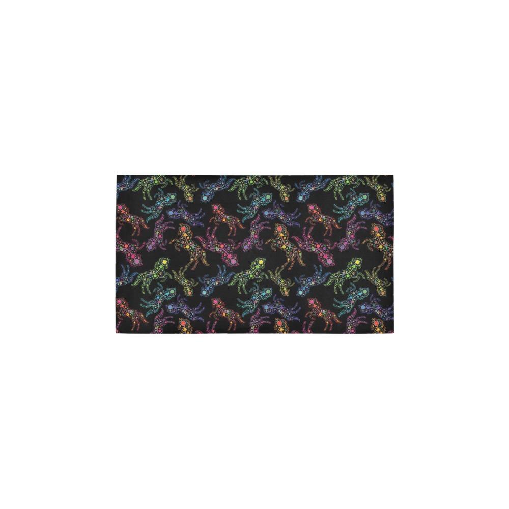 Neon Floral Horses Bath Rug 16''x 28'' Bath Rug 16''x 28'' e-joyer