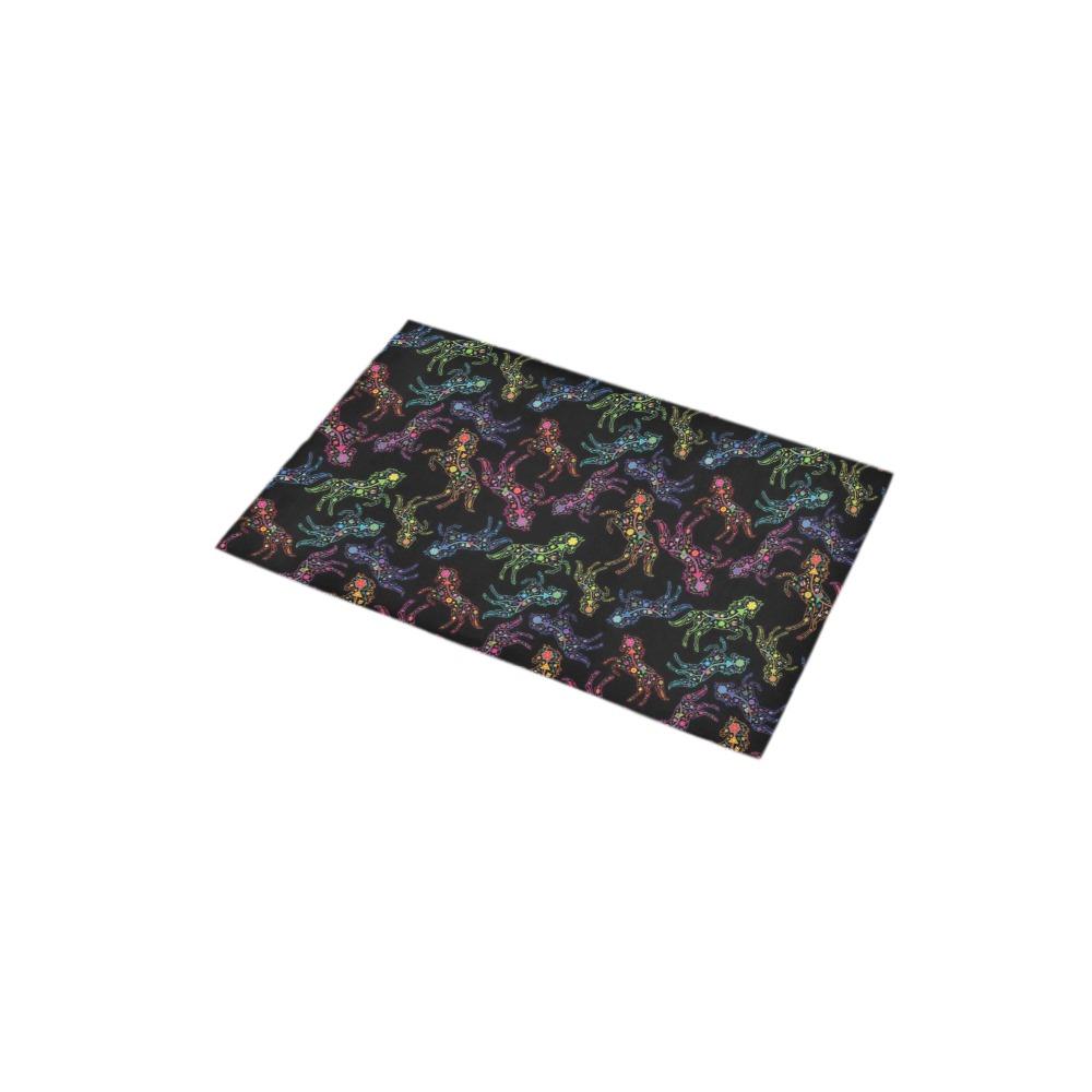 Neon Floral Horses Bath Rug 16''x 28'' Bath Rug 16''x 28'' e-joyer