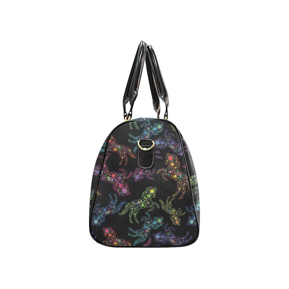Neon Floral Horses New Waterproof Travel Bag/Small (Model 1639) bag e-joyer
