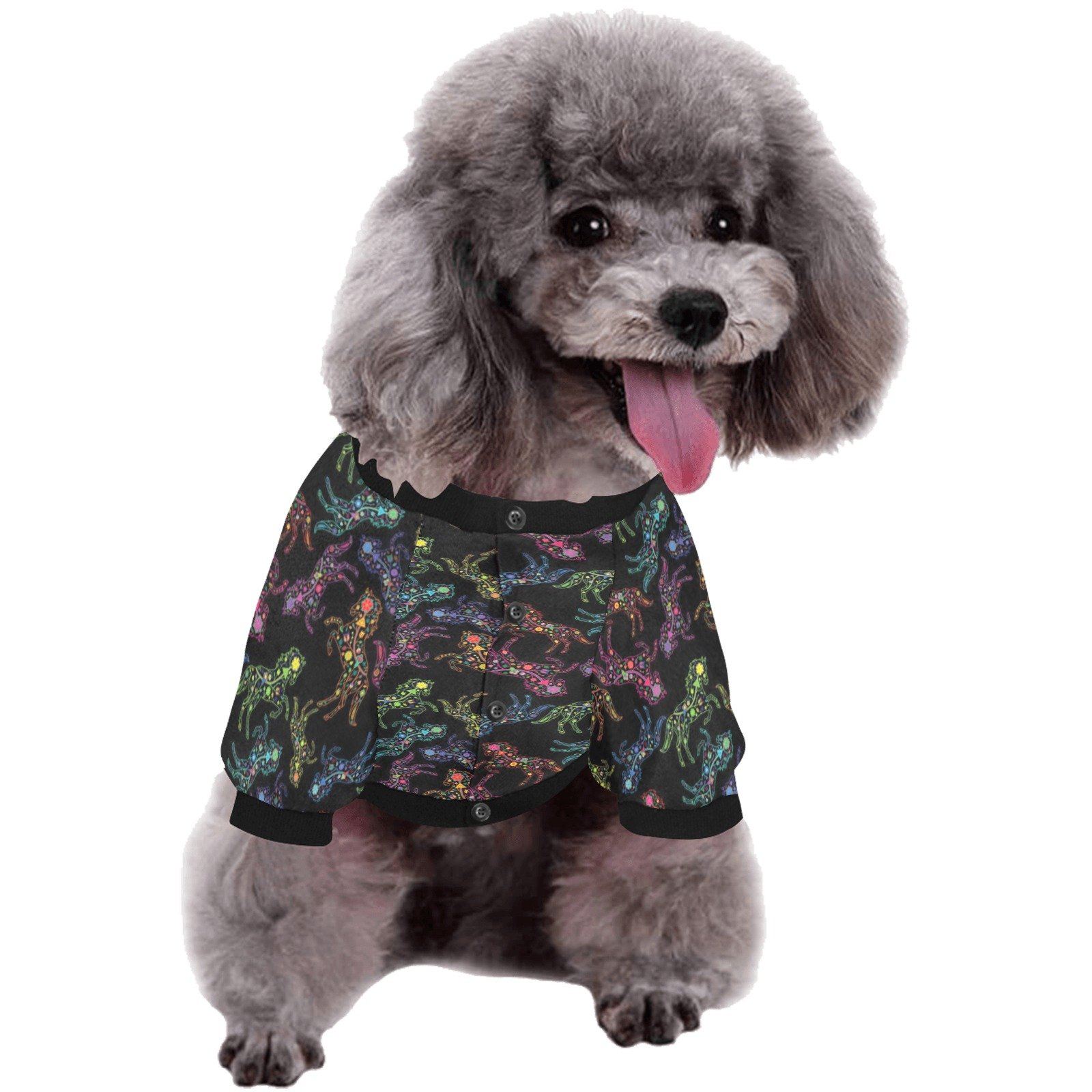 Neon Floral Horses Pet Dog Round Neck Shirt Pet Dog Round Neck Shirt e-joyer