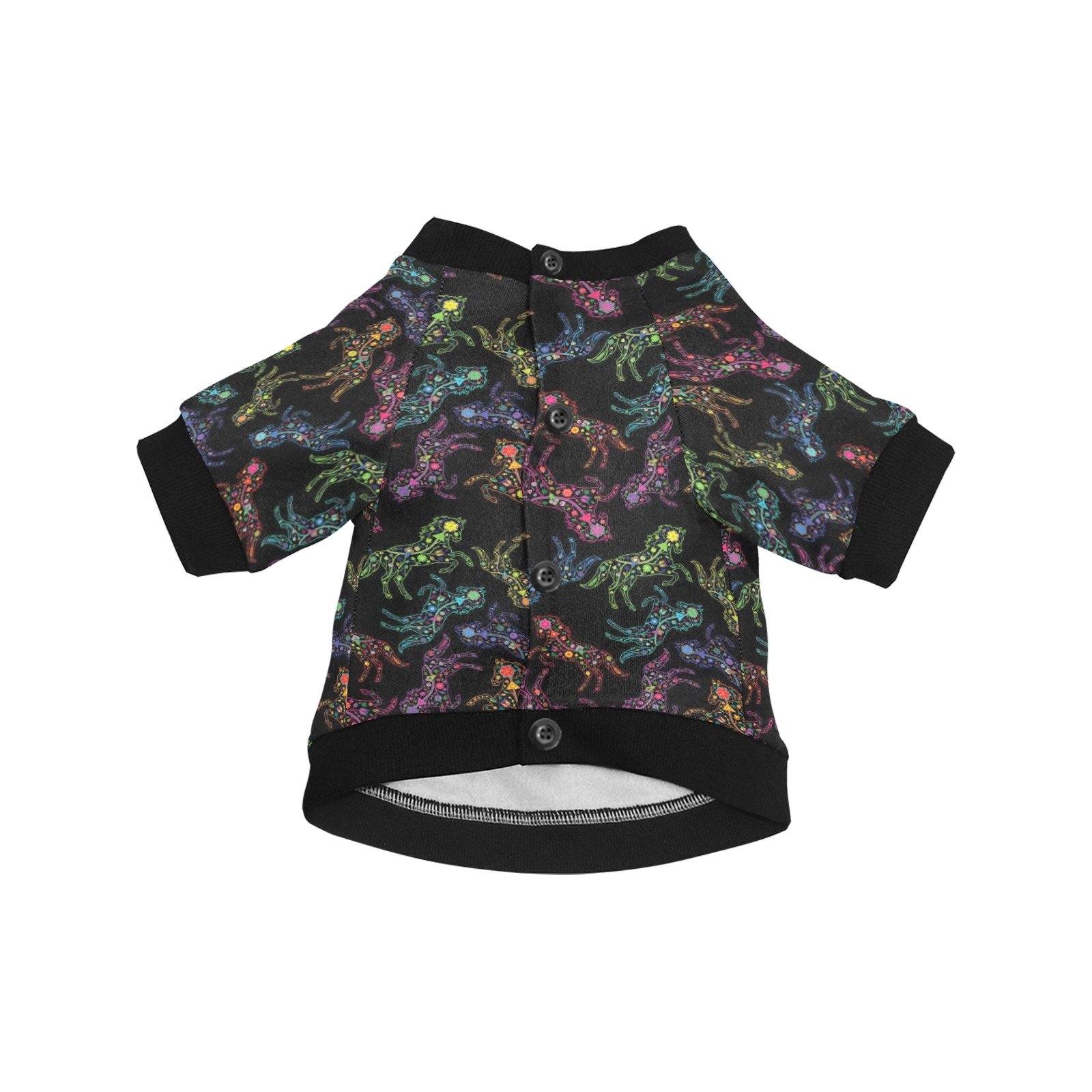 Neon Floral Horses Pet Dog Round Neck Shirt Pet Dog Round Neck Shirt e-joyer