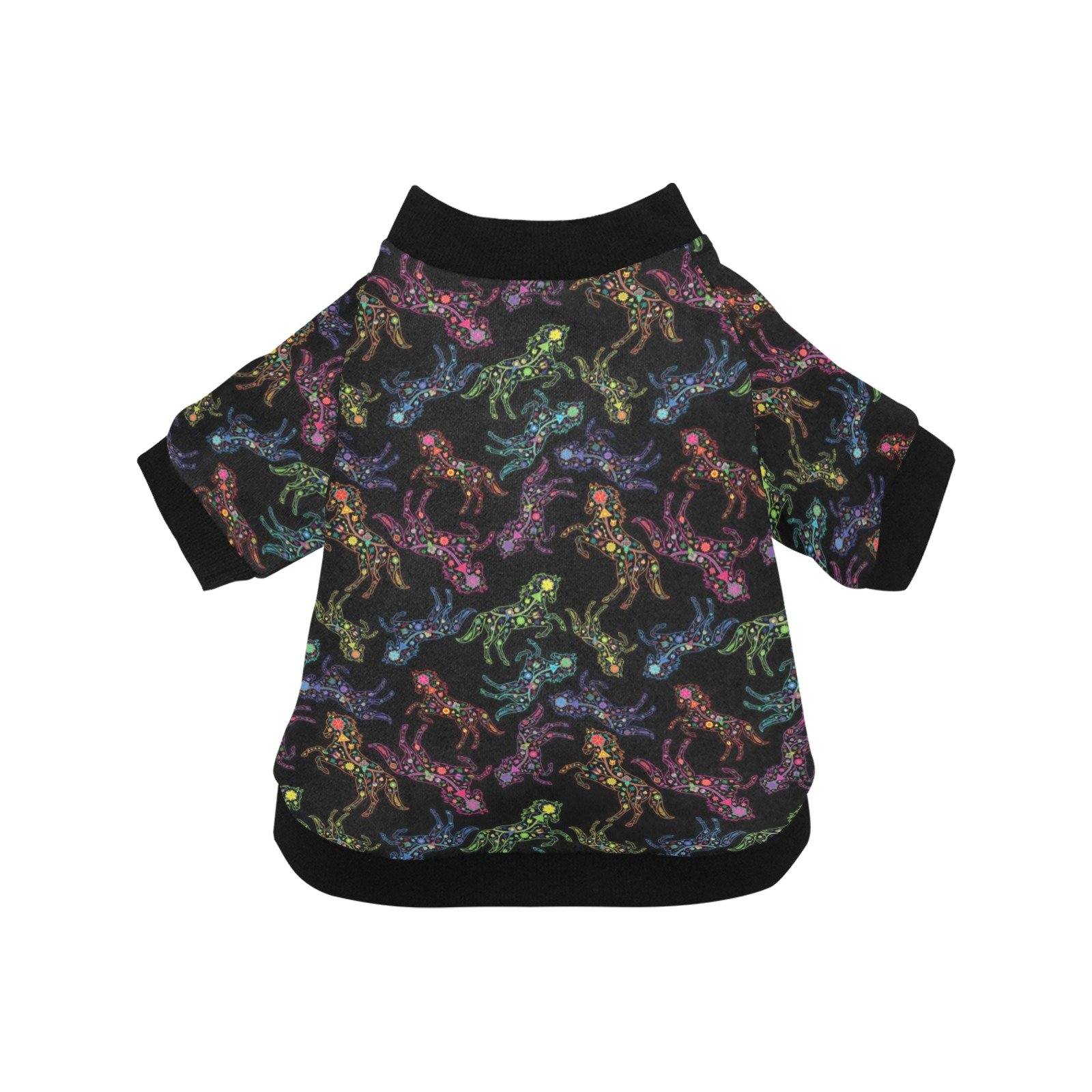 Neon Floral Horses Pet Dog Round Neck Shirt Pet Dog Round Neck Shirt e-joyer