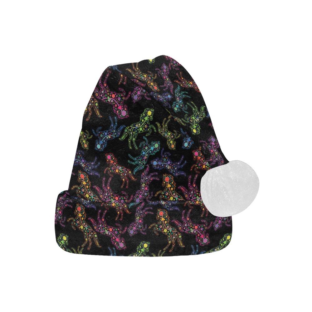 Neon Floral Horses Santa Hat Santa Hat e-joyer