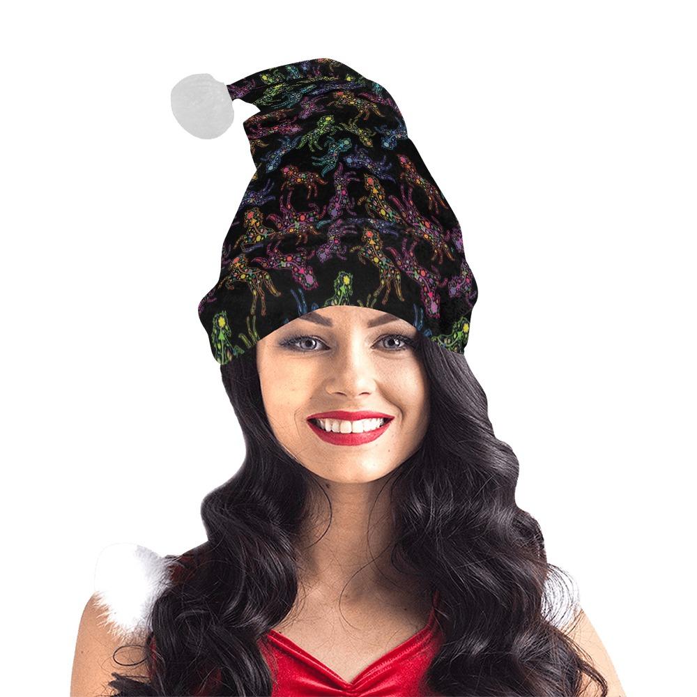Neon Floral Horses Santa Hat Santa Hat e-joyer