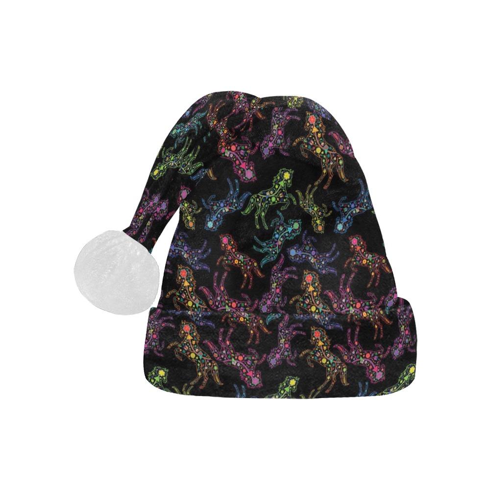 Neon Floral Horses Santa Hat Santa Hat e-joyer