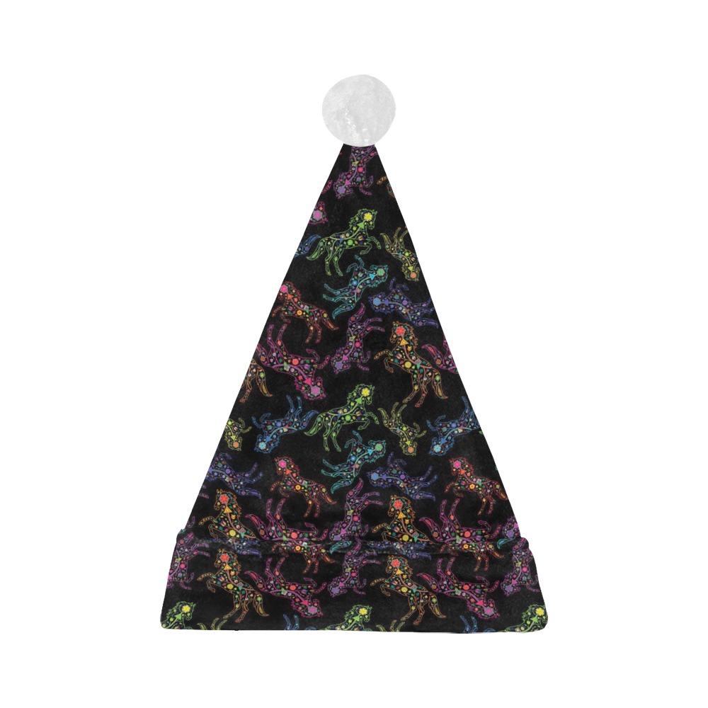 Neon Floral Horses Santa Hat Santa Hat e-joyer