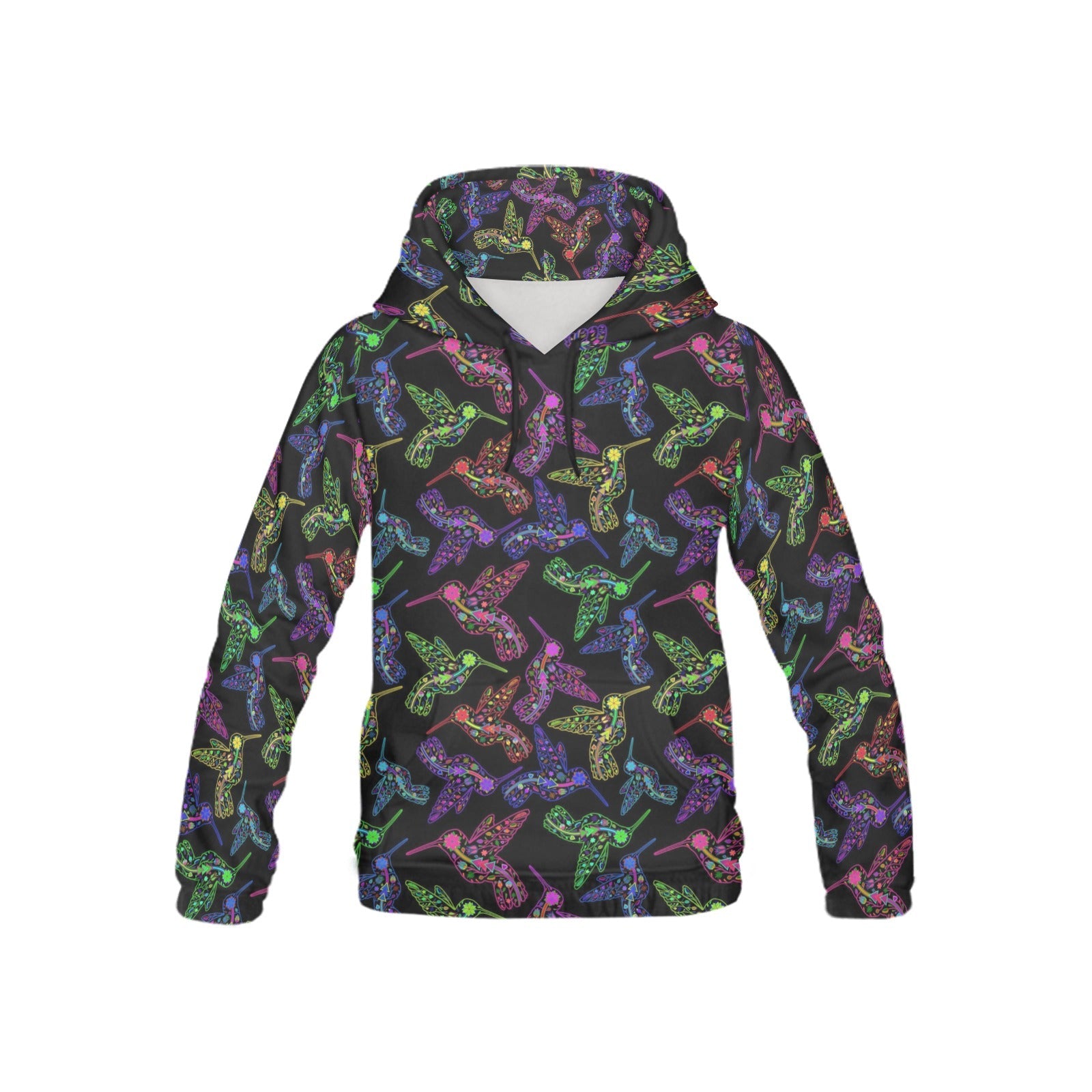 Neon Floral Hummingbirds All Over Print Hoodie for Kid (USA Size) (Model H13) All Over Print Hoodie for Kid (H13) e-joyer