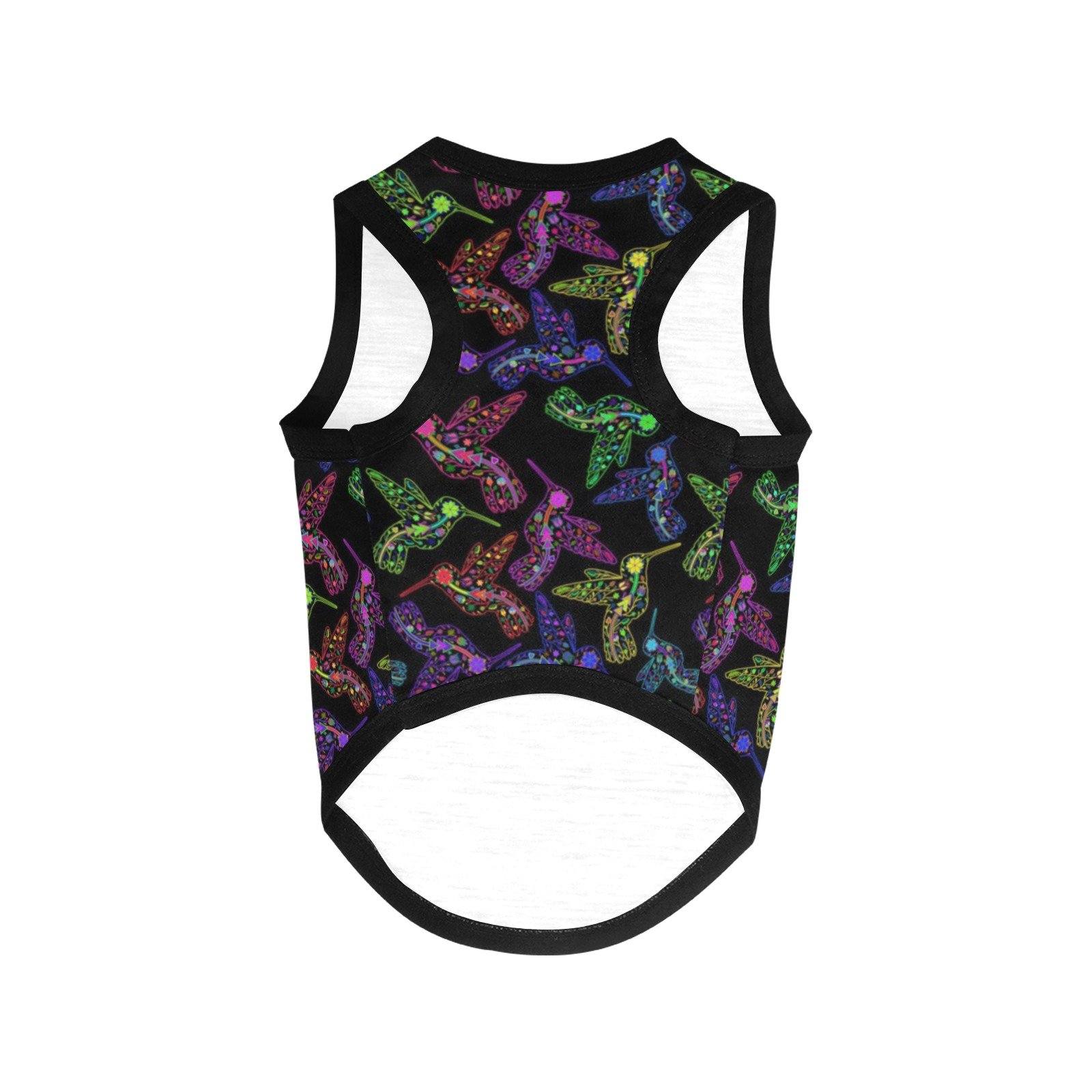 Neon Floral Hummingbirds All Over Print Pet Tank Top Pet Tank Top e-joyer