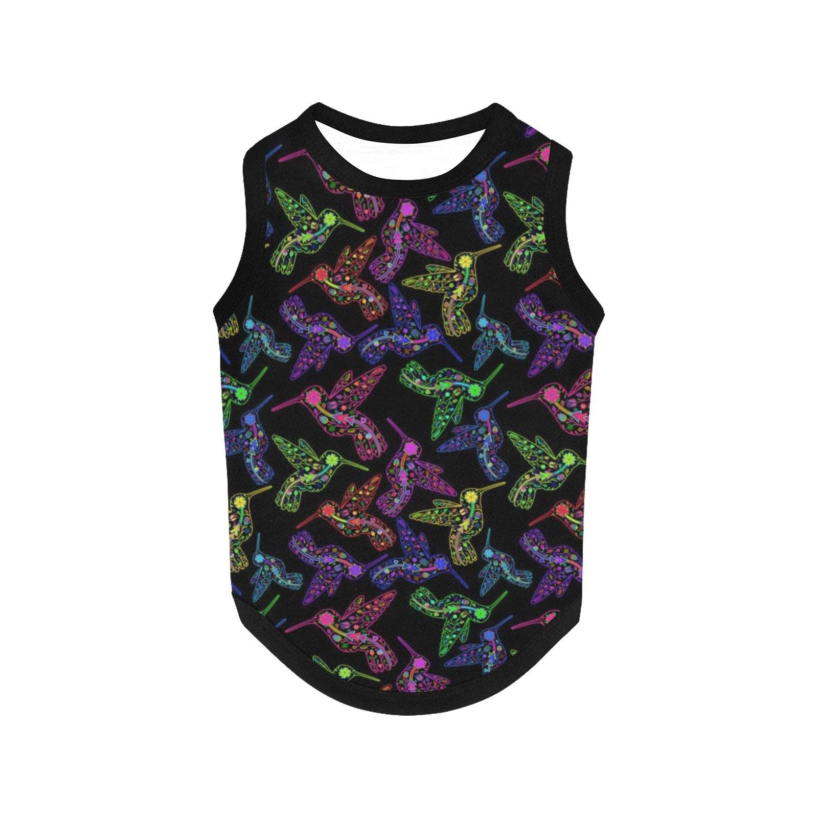 Neon Floral Hummingbirds All Over Print Pet Tank Top Pet Tank Top e-joyer