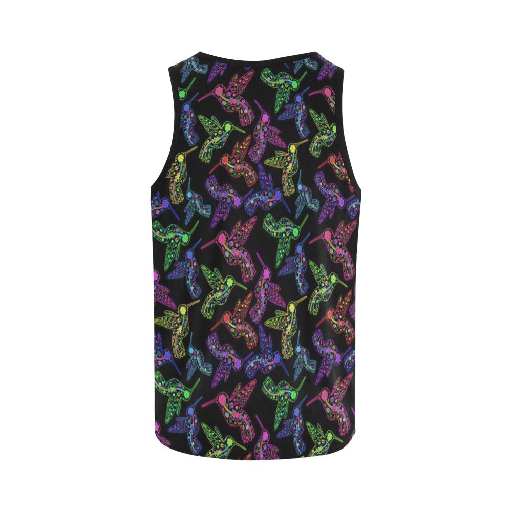 Neon Floral Hummingbirds All Over Print Tank Top for Women (Model T43) All Over Print Tank Top for Women (T43) e-joyer