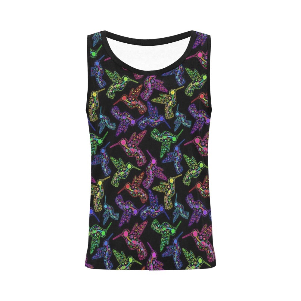 Neon Floral Hummingbirds All Over Print Tank Top for Women (Model T43) All Over Print Tank Top for Women (T43) e-joyer