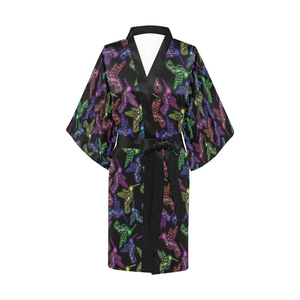 Neon Floral Hummingbirds Kimono Robe Artsadd