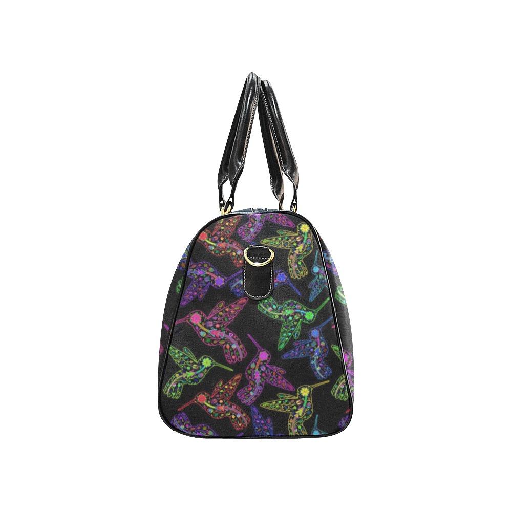 Neon Floral Hummingbirds New Waterproof Travel Bag/Small (Model 1639) bag e-joyer