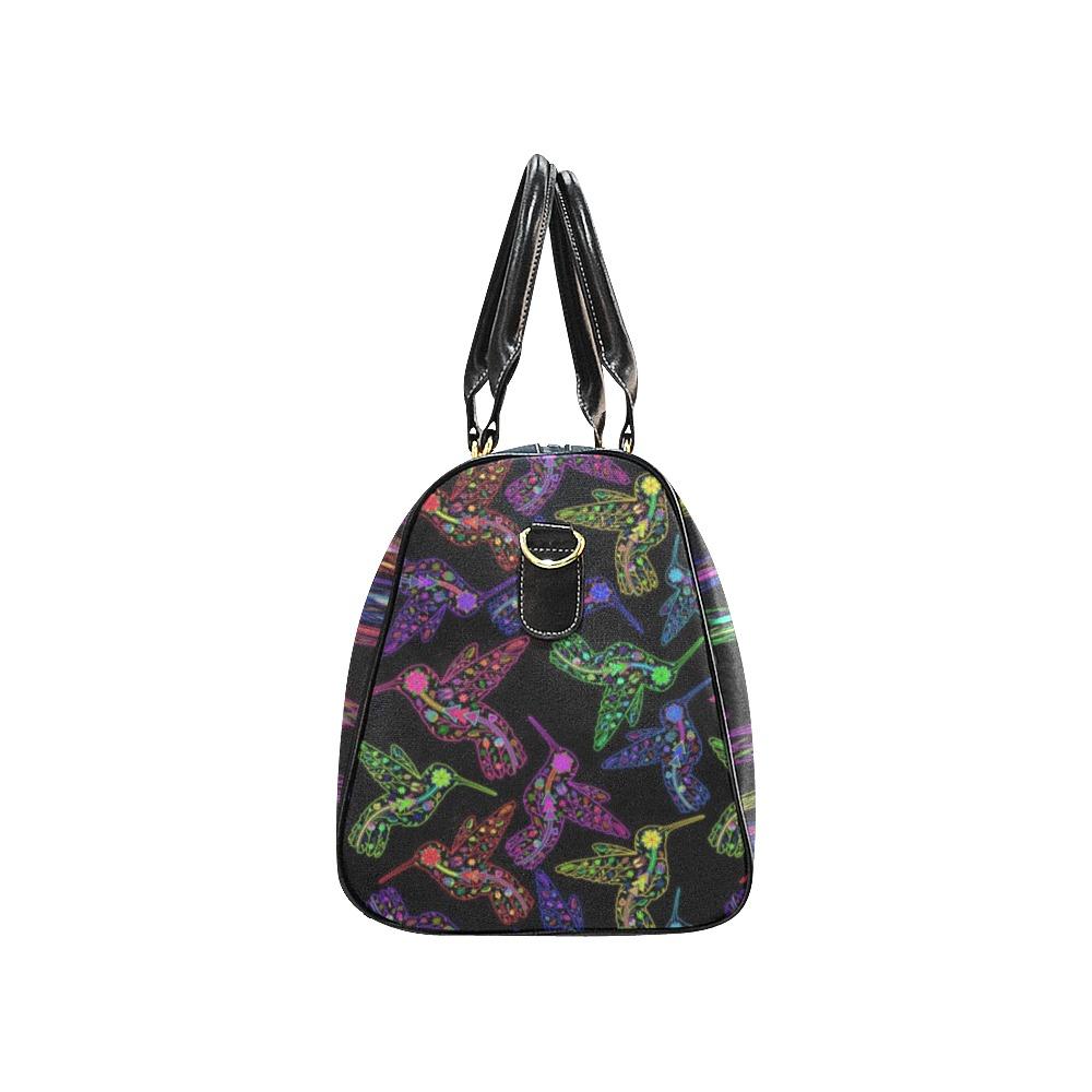 Neon Floral Hummingbirds New Waterproof Travel Bag/Small (Model 1639) bag e-joyer