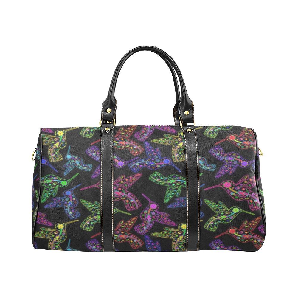 Neon Floral Hummingbirds New Waterproof Travel Bag/Small (Model 1639) bag e-joyer