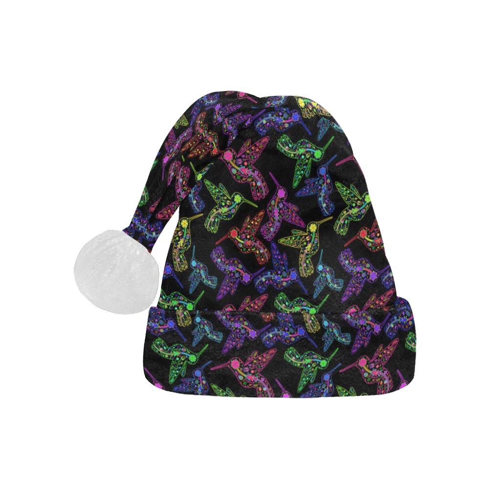 Neon Floral Hummingbirds Santa Hat Santa Hat e-joyer