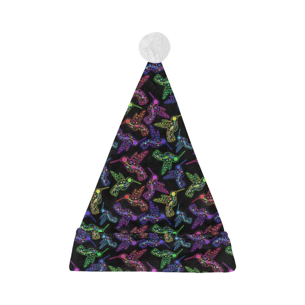 Neon Floral Hummingbirds Santa Hat Santa Hat e-joyer