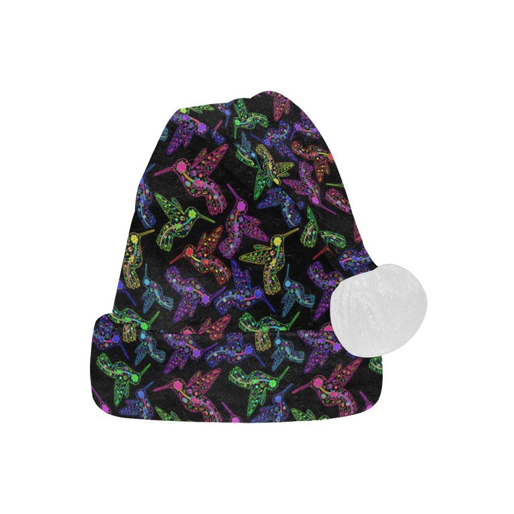 Neon Floral Hummingbirds Santa Hat Santa Hat e-joyer