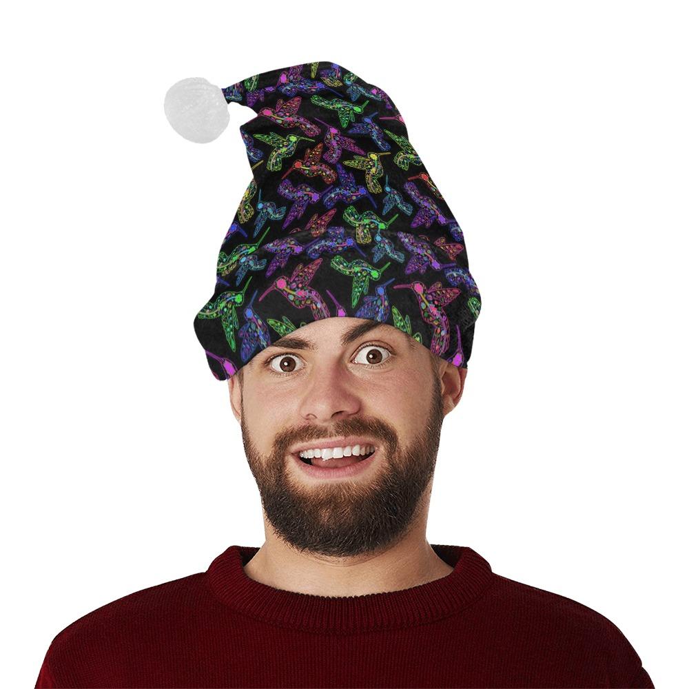 Neon Floral Hummingbirds Santa Hat Santa Hat e-joyer