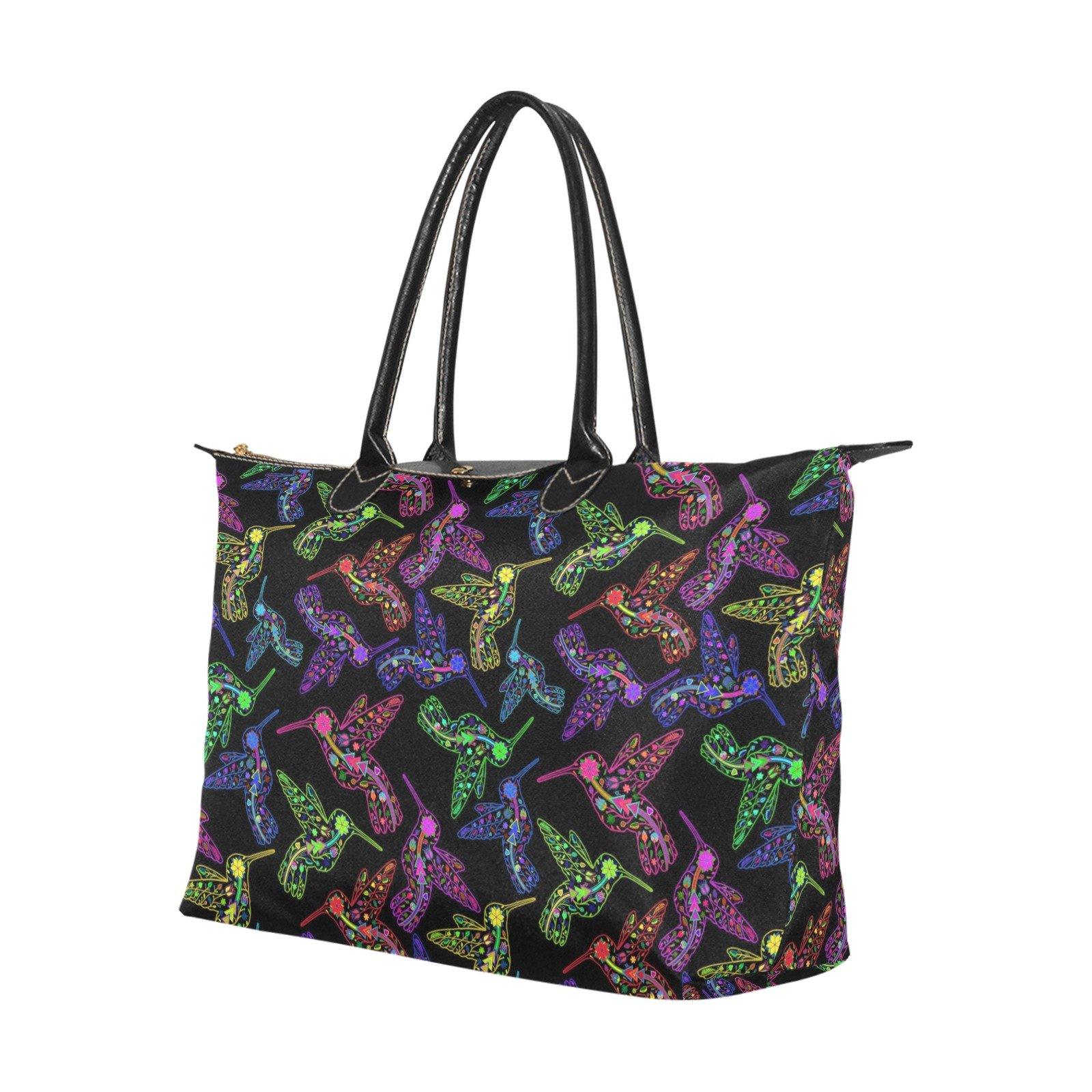 Neon Floral Hummingbirds Single-Shoulder Lady Handbag (Model 1714) bag e-joyer