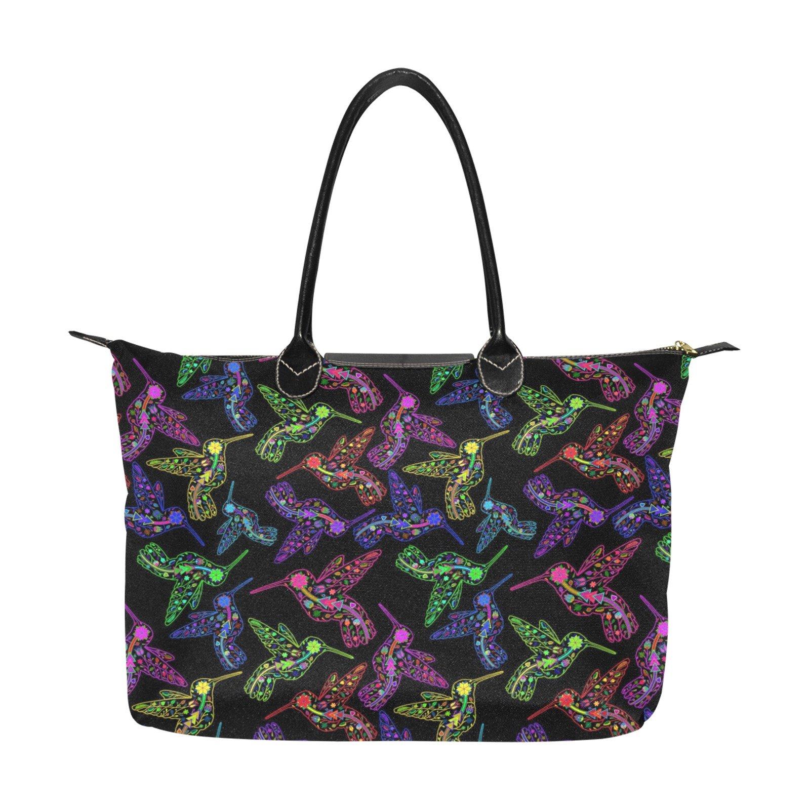 Neon Floral Hummingbirds Single-Shoulder Lady Handbag (Model 1714) bag e-joyer