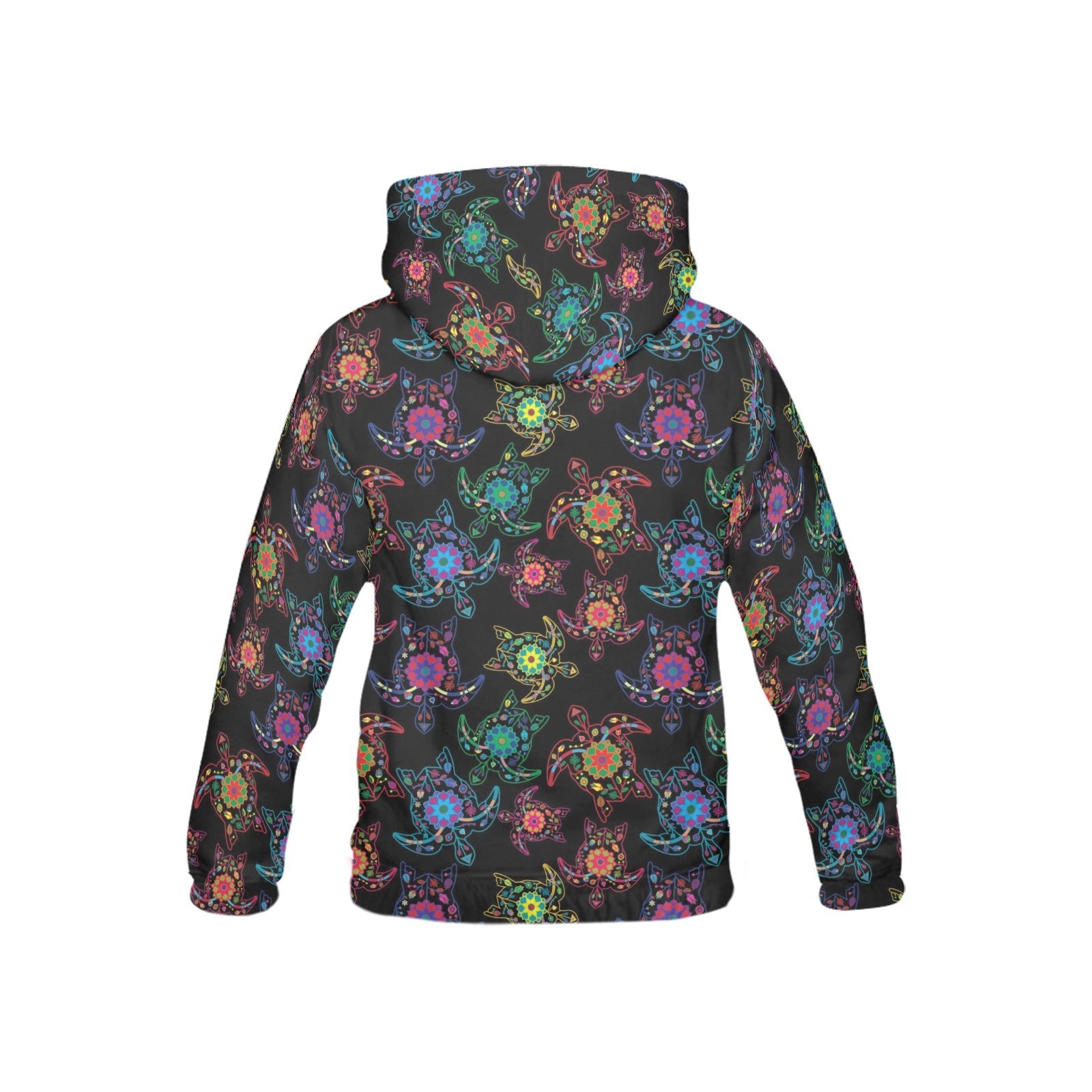 Neon Floral Turtle All Over Print Hoodie for Kid (USA Size) (Model H13) All Over Print Hoodie for Kid (H13) e-joyer