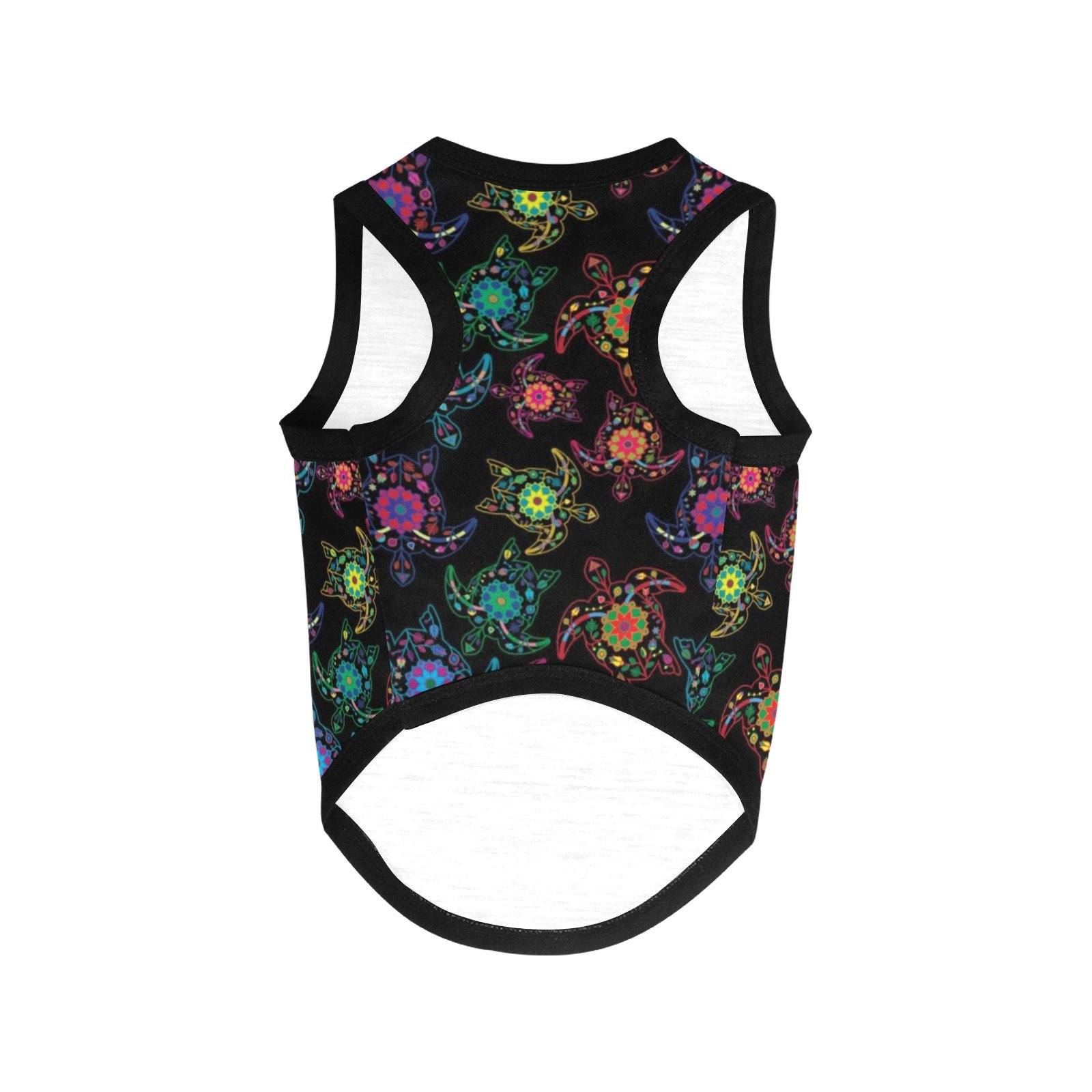 Neon Floral Turtle All Over Print Pet Tank Top Pet Tank Top e-joyer