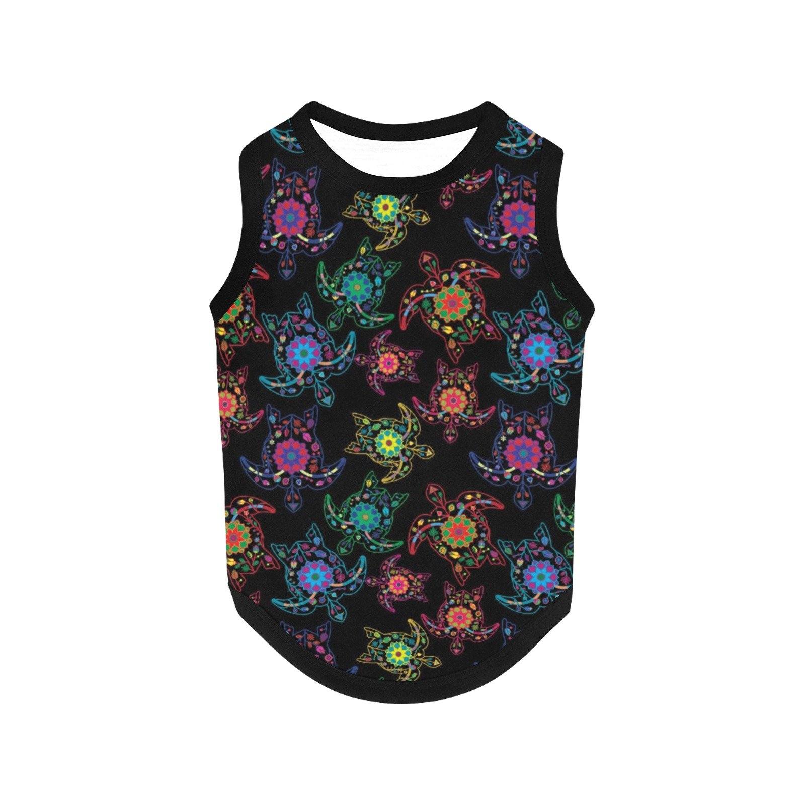 Neon Floral Turtle All Over Print Pet Tank Top Pet Tank Top e-joyer