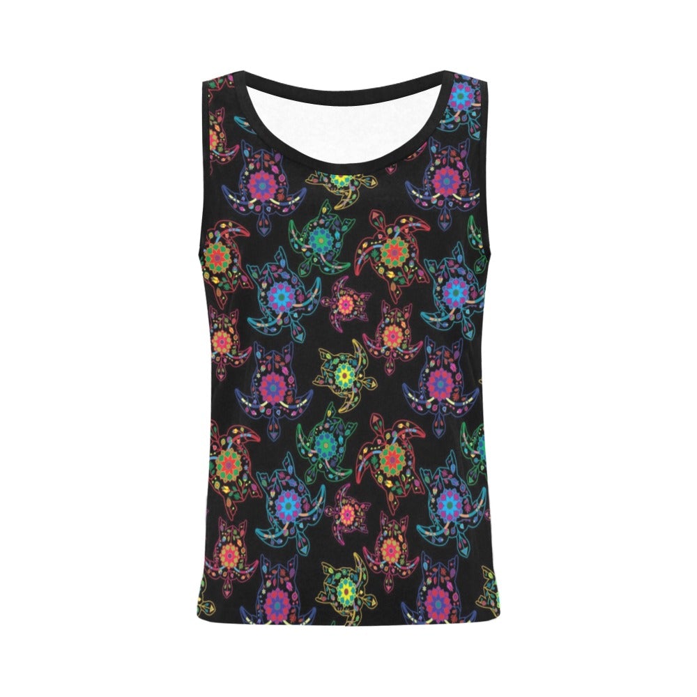 Neon Floral Turtle All Over Print Tank Top for Women (Model T43) All Over Print Tank Top for Women (T43) e-joyer