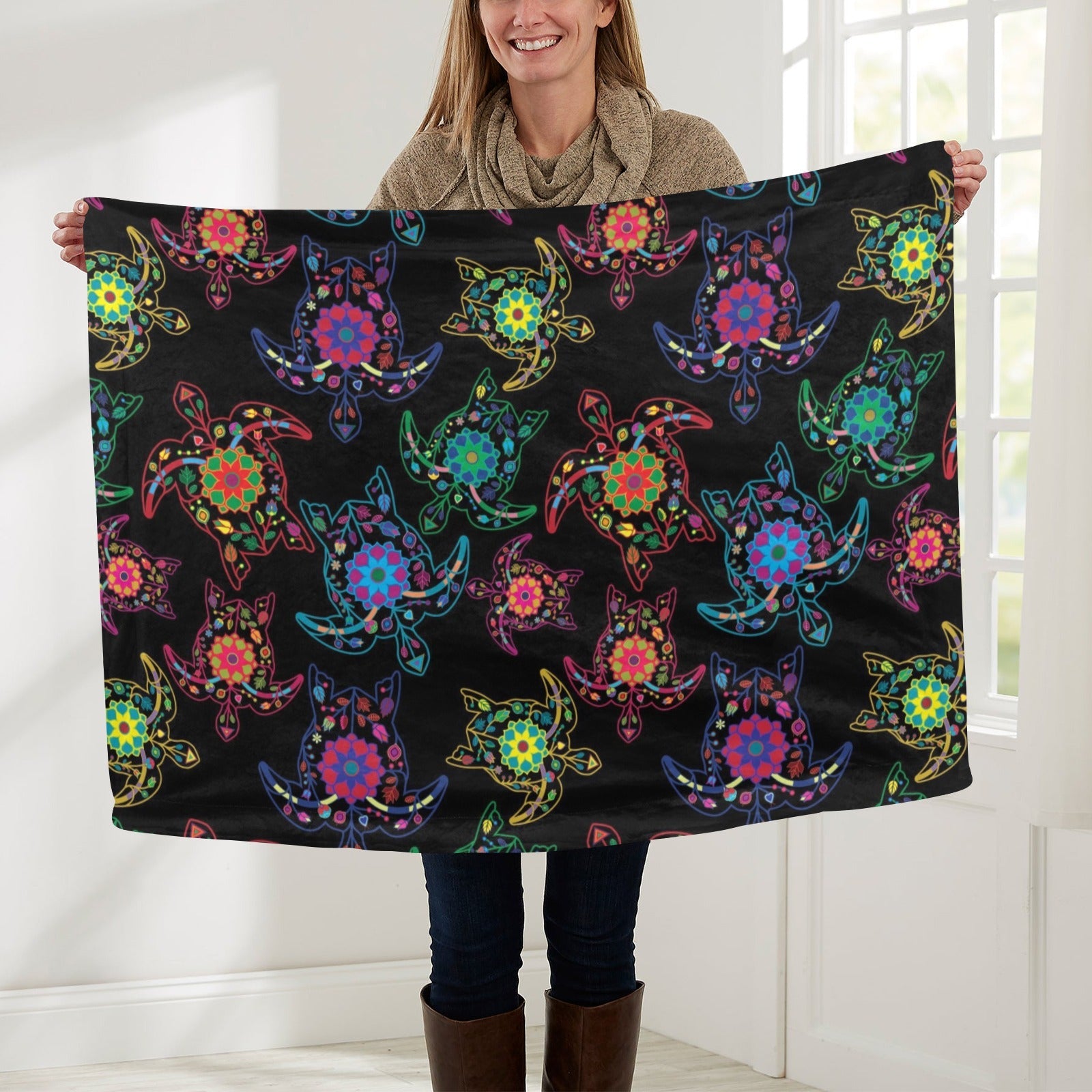 Neon Floral Turtle Baby Blanket 30"x40" Baby Blanket 30"x40" e-joyer