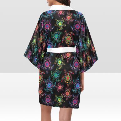 Neon Floral Turtle Kimono Robe Artsadd