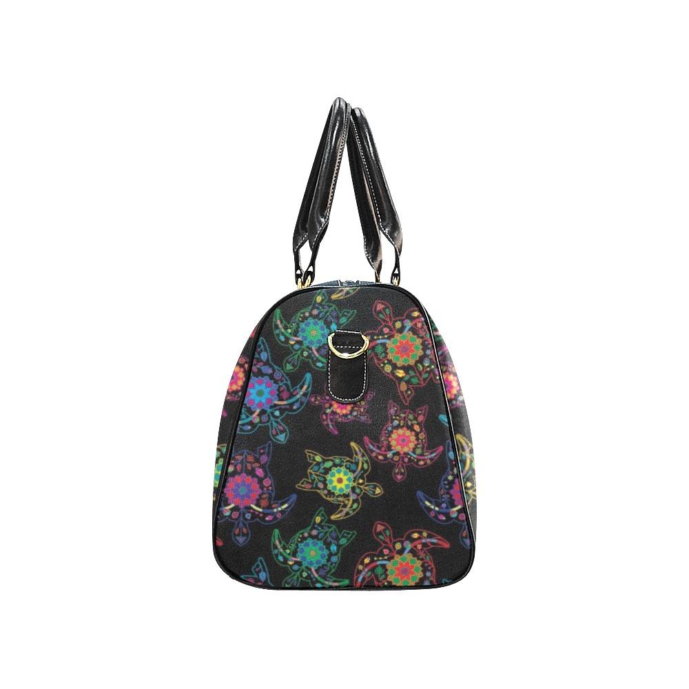 Neon Floral Turtle New Waterproof Travel Bag/Small (Model 1639) bag e-joyer