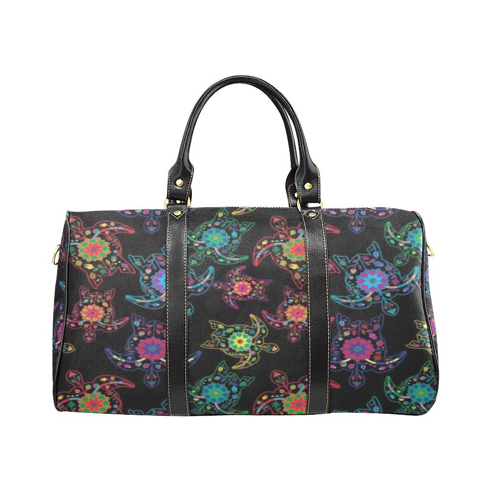 Neon Floral Turtle New Waterproof Travel Bag/Small (Model 1639) bag e-joyer