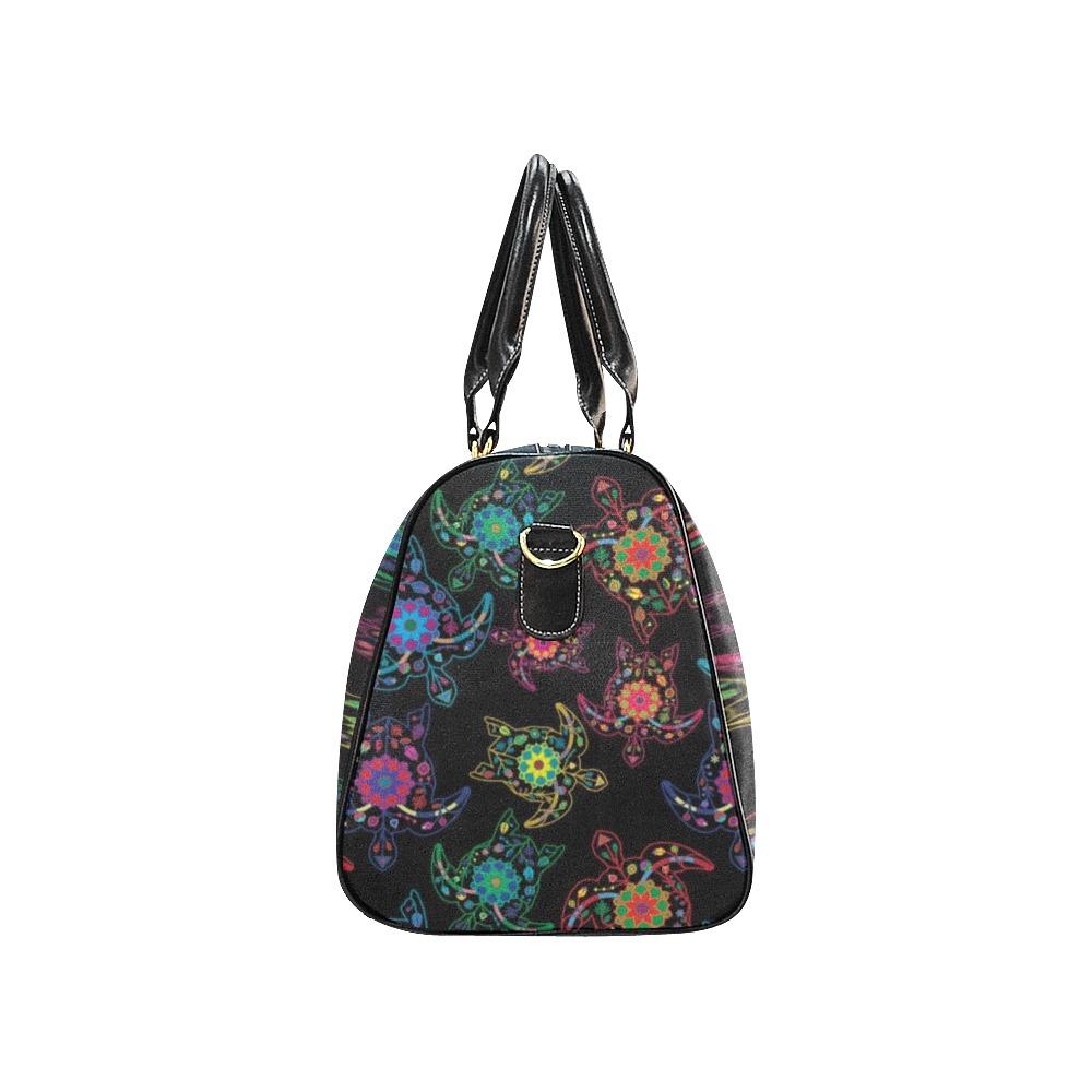Neon Floral Turtle New Waterproof Travel Bag/Small (Model 1639) bag e-joyer