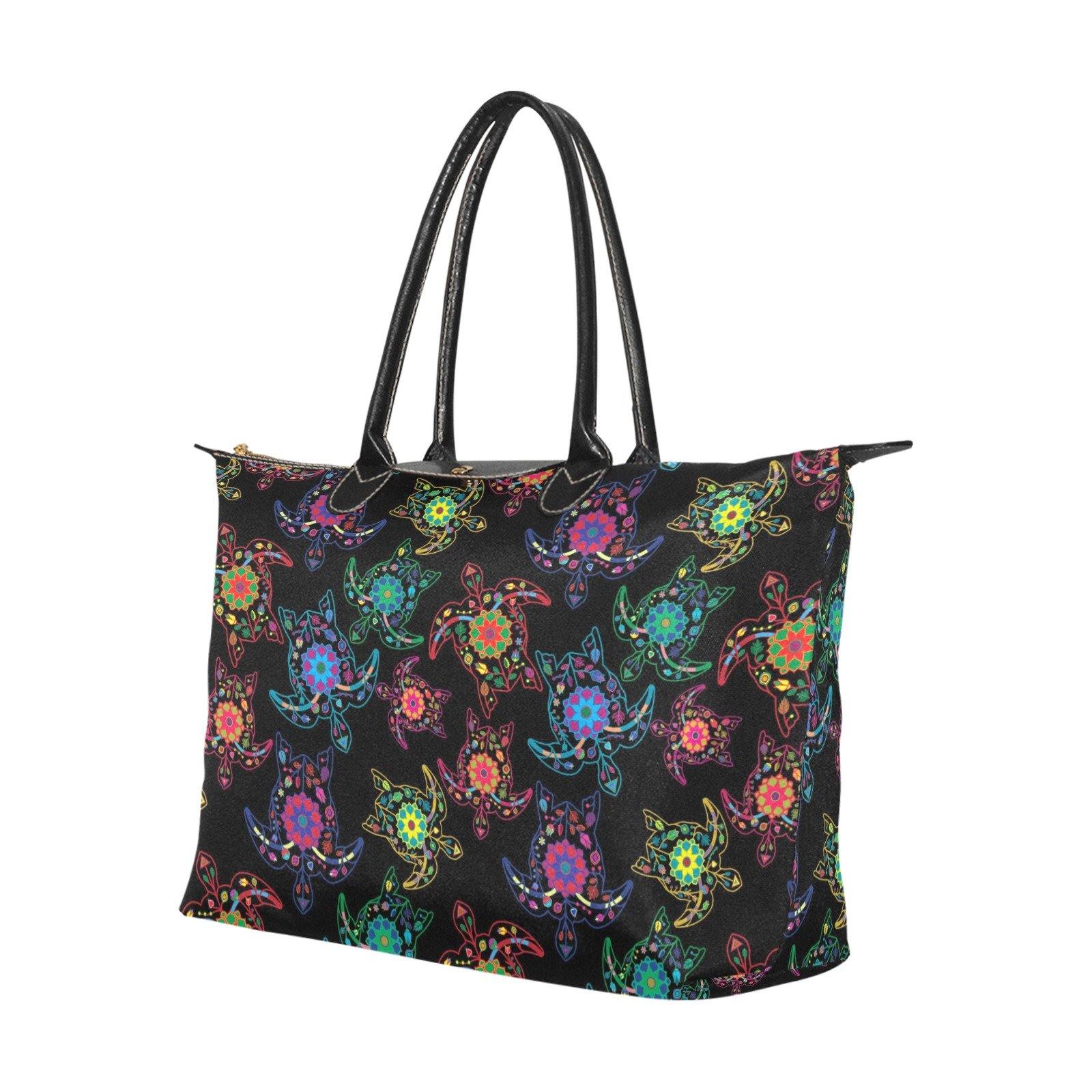 Neon Floral Turtle Single-Shoulder Lady Handbag (Model 1714) bag e-joyer