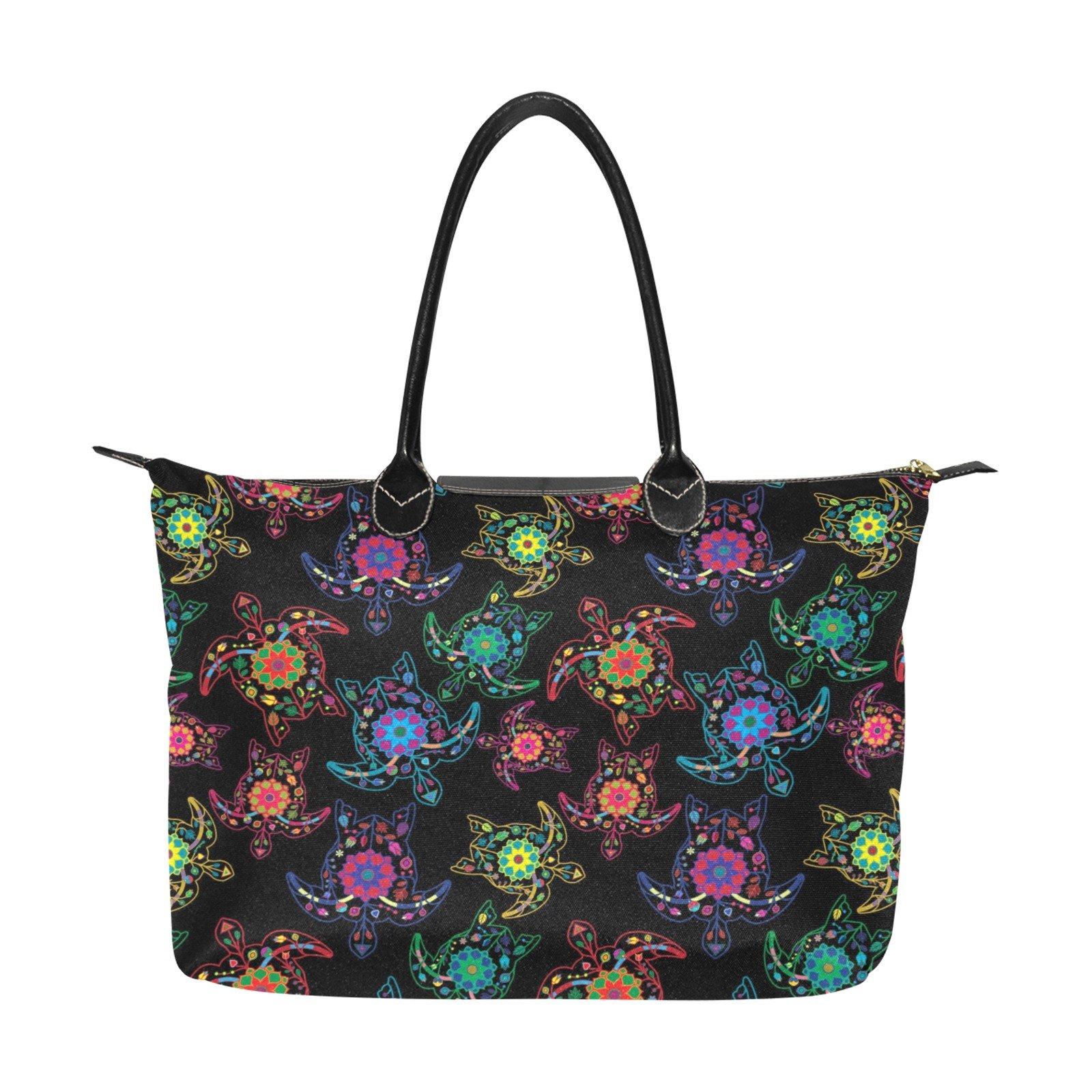 Neon Floral Turtle Single-Shoulder Lady Handbag (Model 1714) bag e-joyer
