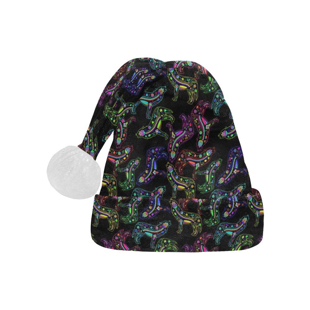 Neon Floral Wolves Santa Hat Santa Hat e-joyer