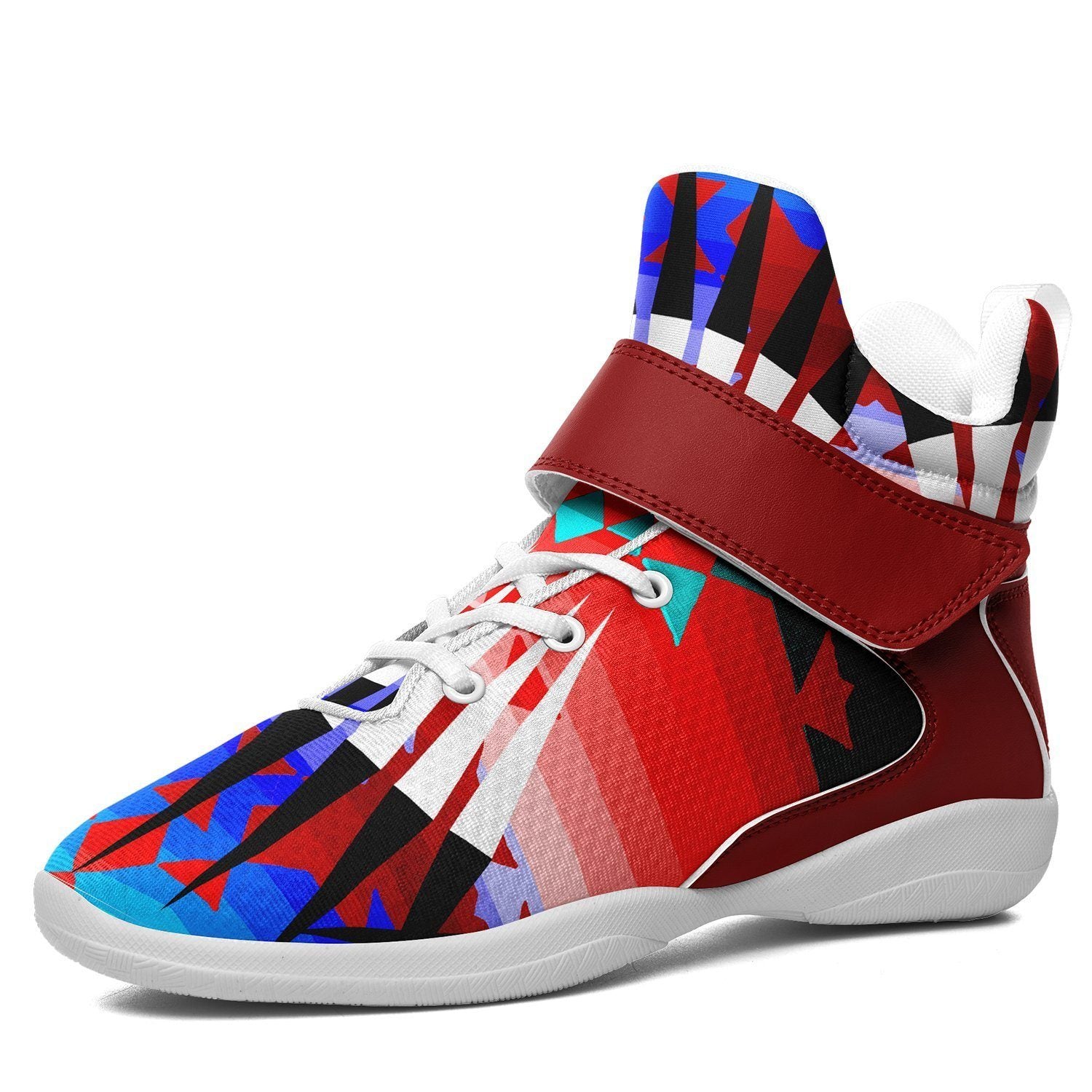 Northwest Ribbonwork Bustles Ipottaa Basketball / Sport High Top Shoes - White Sole 49 Dzine US Men 7 / EUR 40 White Sole with Dark Red Strap